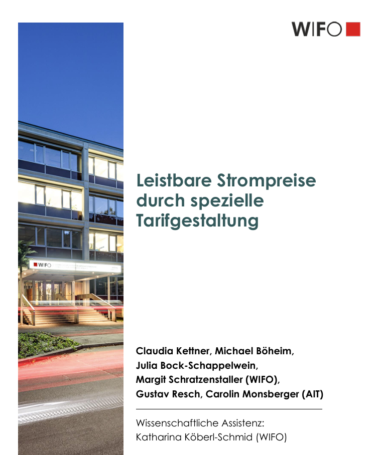 Deckblatt der Studie Leistbare Strompreise durch spezielle Tarifgestaltung, einer der kea Publikationen.